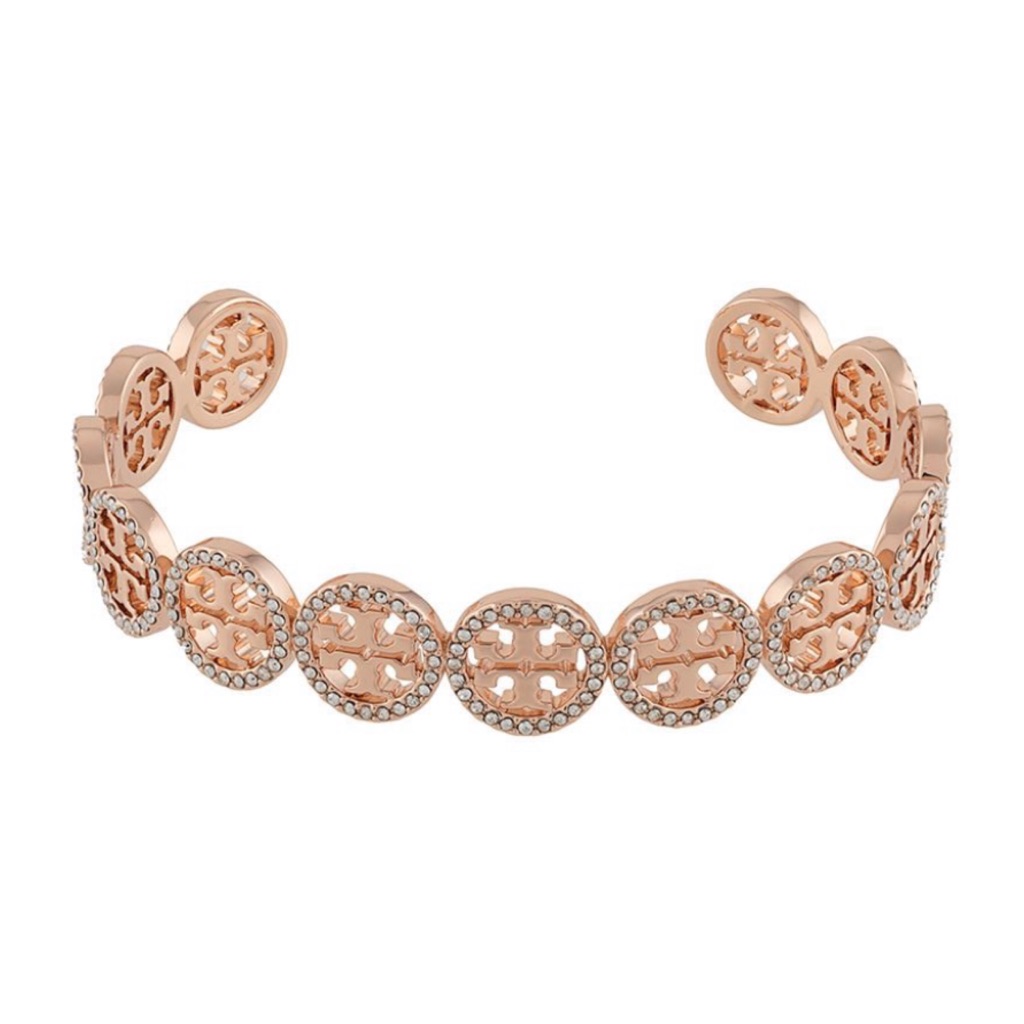 Tory Burch Miller Crystal Logo Cuff Bracelet